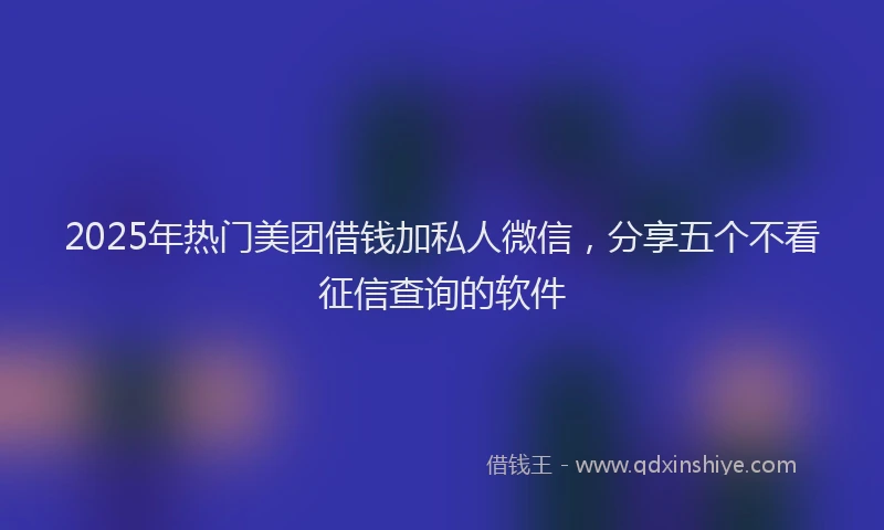 2025年热门美团借钱加私人微信，分享五个不看征信查询的软件