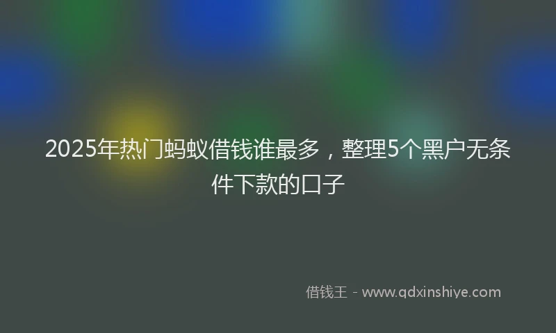 2025年热门蚂蚁借钱谁最多，整理5个黑户无条件下款的口子