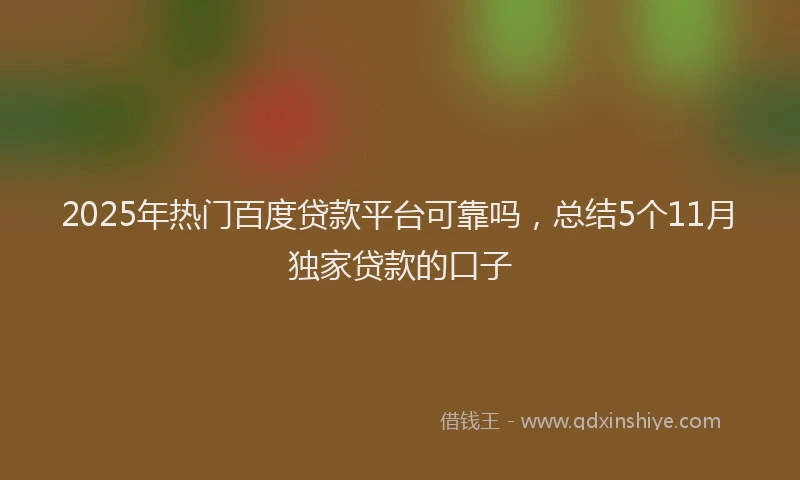2025年热门百度贷款平台可靠吗，总结5个11月独家贷款的口子