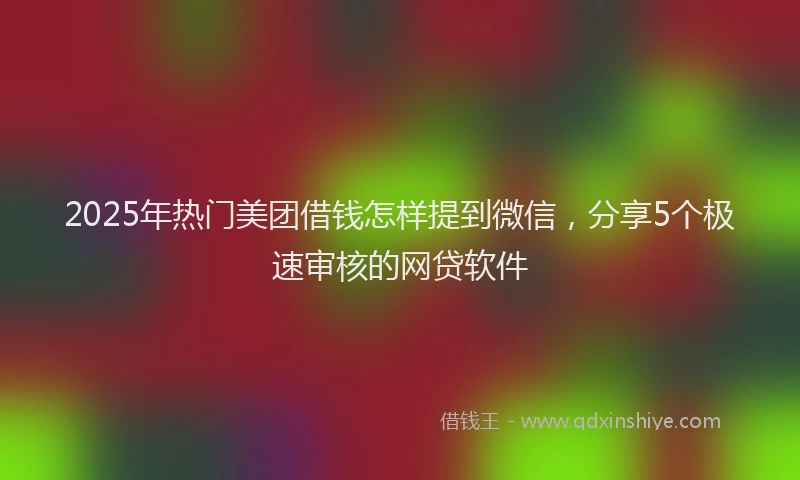 2025年热门美团借钱怎样提到微信，分享5个极速审核的网贷软件
