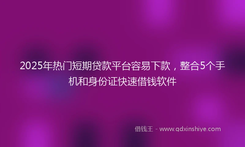 2025年热门短期贷款平台容易下款，整合5个手机和身份证快速借钱软件