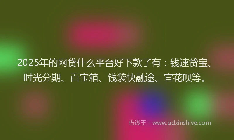 2025年的网贷什么平台好下款了有：钱速贷宝、时光分期、百宝箱、钱袋快融途、宜花呗等。