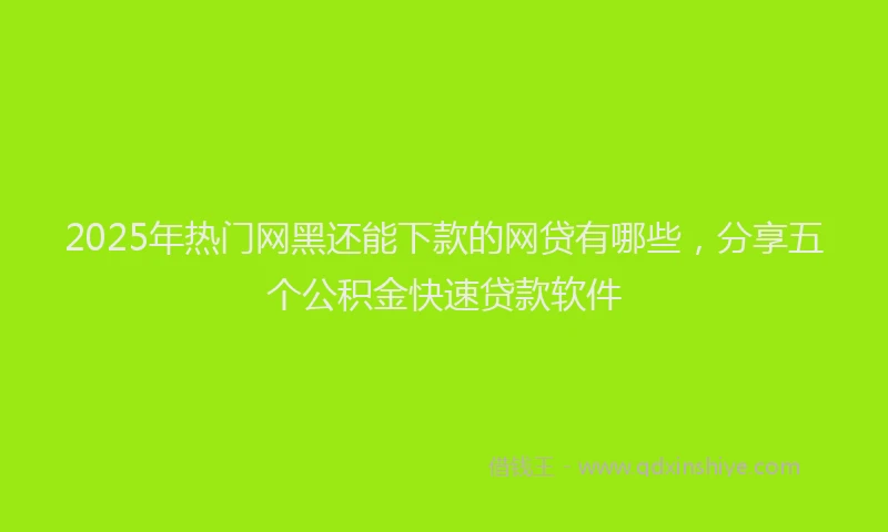 2025年热门网黑还能下款的网贷有哪些，分享五个公积金快速贷款软件