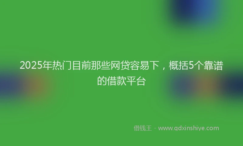 2025年热门目前那些网贷容易下，概括5个靠谱的借款平台
