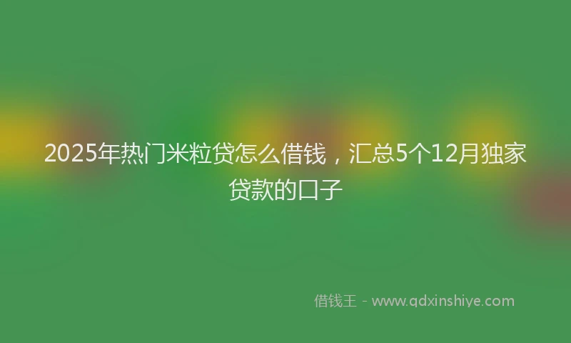 2025年热门米粒贷怎么借钱，汇总5个12月独家贷款的口子