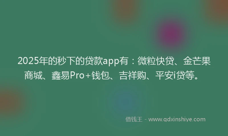 2025年的秒下的贷款app有：微粒快贷、金芒果商城、鑫易Pro+钱包、吉祥购、平安i贷等。