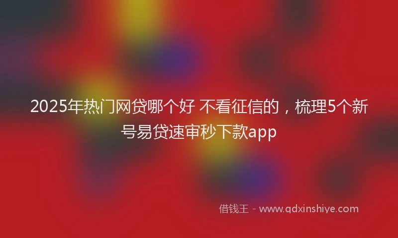 2025年热门网贷哪个好 不看征信的，梳理5个新号易贷速审秒下款app