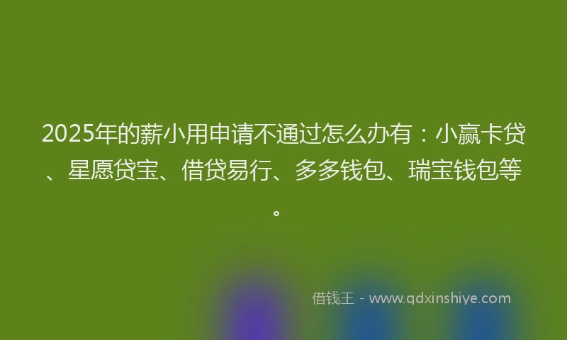 2025年的薪小用申请不通过怎么办有：小赢卡贷、星愿贷宝、借贷易行、多多钱包、瑞宝钱包等。