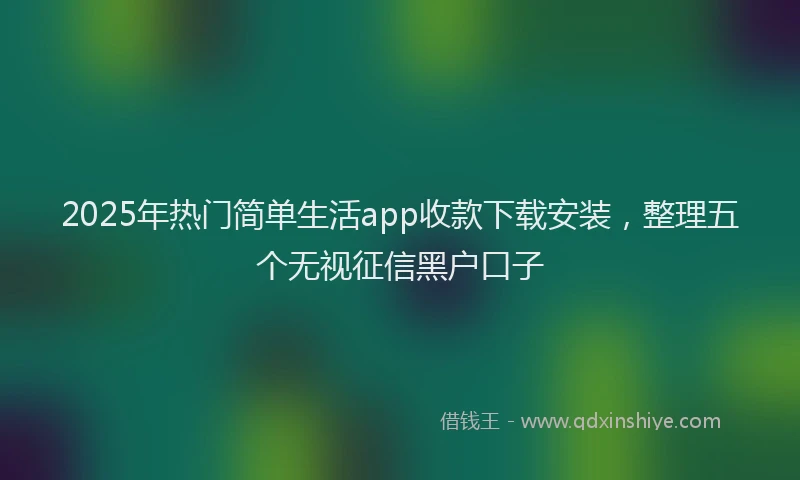 2025年热门简单生活app收款下载安装，整理五个无视征信黑户口子