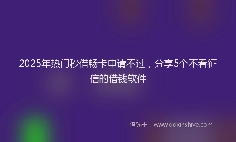 2025年热门秒借畅卡申请不过，分享5个不看征信的借钱软件