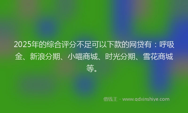 2025年的综合评分不足可以下款的网贷有：呼吸金、新浪分期、小喵商城、时光分期、雪花商城等。