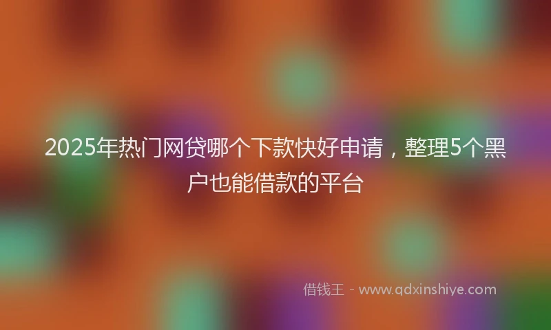 2025年热门网贷哪个下款快好申请，整理5个黑户也能借款的平台