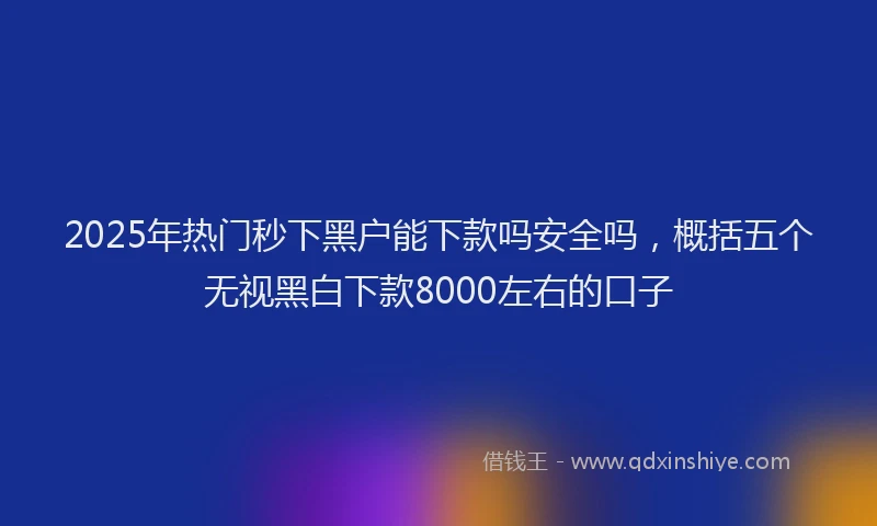 2025年热门秒下黑户能下款吗安全吗，概括五个无视黑白下款8000左右的口子