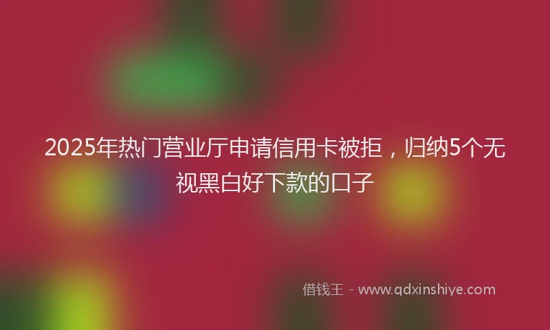 2025年热门营业厅申请信用卡被拒，归纳5个无视黑白好下款的口子