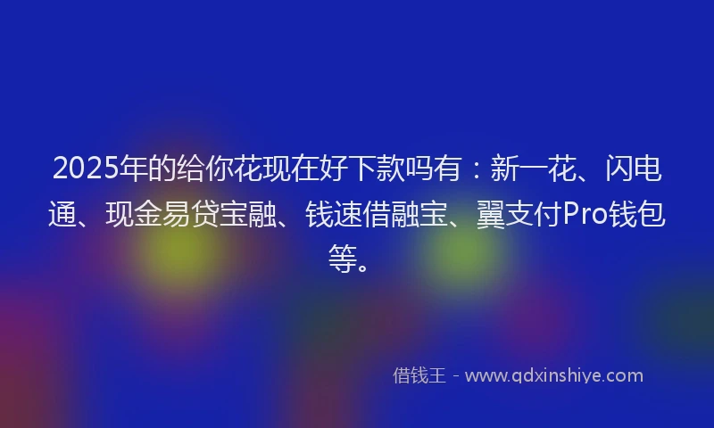 2025年的给你花现在好下款吗有：新一花、闪电通、现金易贷宝融、钱速借融宝、翼支付Pro钱包等。