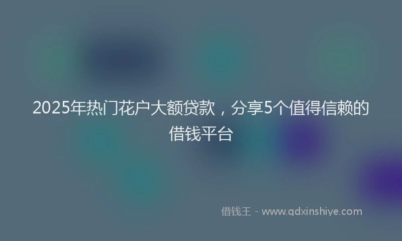 2025年热门花户大额贷款，分享5个值得信赖的借钱平台