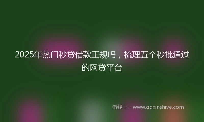 2025年热门秒贷借款正规吗，梳理五个秒批通过的网贷平台
