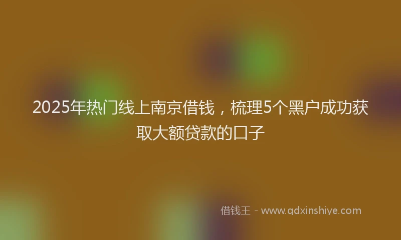 2025年热门线上南京借钱，梳理5个黑户成功获取大额贷款的口子