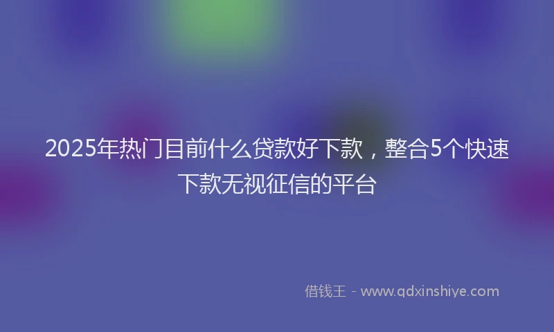 2025年热门目前什么贷款好下款，整合5个快速下款无视征信的平台