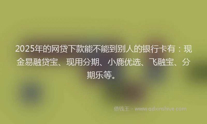2025年的网贷下款能不能到别人的银行卡有：现金易融贷宝、现用分期、小鹿优选、飞融宝、分期乐等。