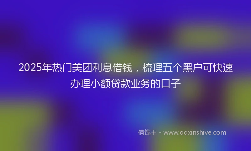 2025年热门美团利息借钱，梳理五个黑户可快速办理小额贷款业务的口子