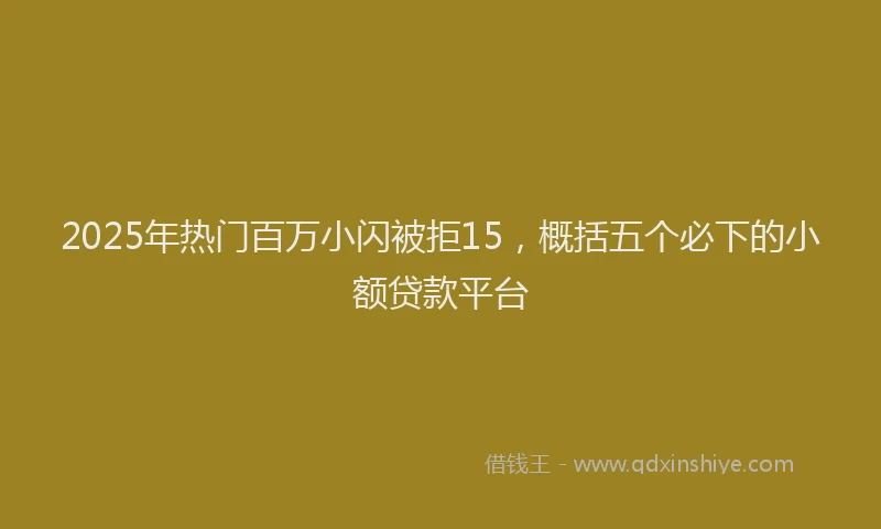 2025年热门百万小闪被拒15，概括五个必下的小额贷款平台