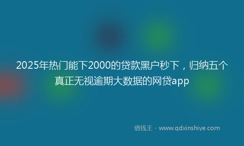 2025年热门能下2000的贷款黑户秒下，归纳五个真正无视逾期大数据的网贷app