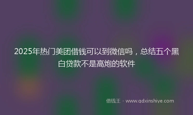 2025年热门美团借钱可以到微信吗，总结五个黑白贷款不是高炮的软件