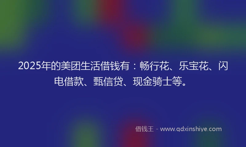 2025年的美团生活借钱有：畅行花、乐宝花、闪电借款、甄信贷、现金骑士等。