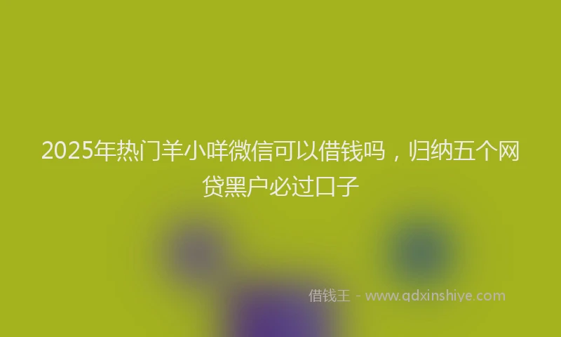 2025年热门羊小咩微信可以借钱吗，归纳五个网贷黑户必过口子