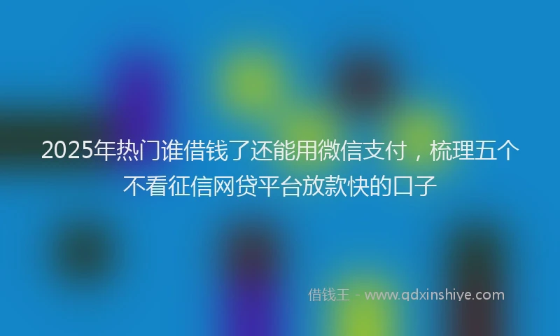 2025年热门谁借钱了还能用微信支付，梳理五个不看征信网贷平台放款快的口子