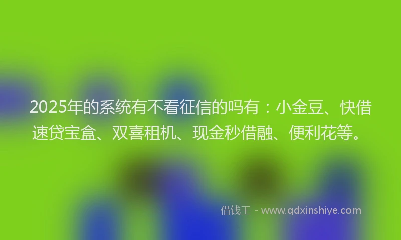 2025年的系统有不看征信的吗有：小金豆、快借速贷宝盒、双喜租机、现金秒借融、便利花等。