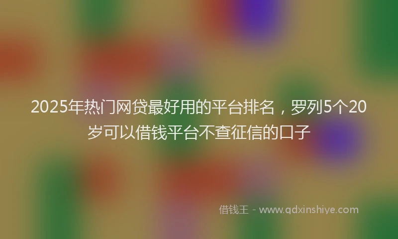 2025年热门网贷最好用的平台排名，罗列5个20岁可以借钱平台不查征信的口子