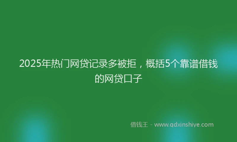 2025年热门网贷记录多被拒，概括5个靠谱借钱的网贷口子