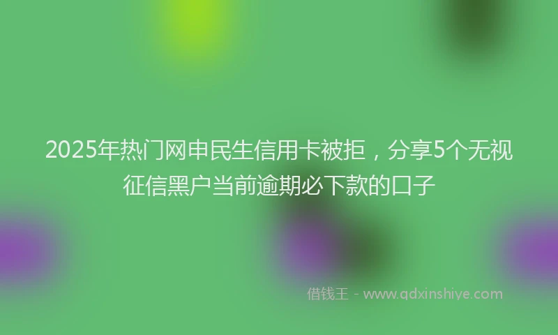 2025年热门网申民生信用卡被拒，分享5个无视征信黑户当前逾期必下款的口子
