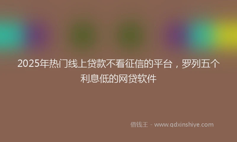 2025年热门线上贷款不看征信的平台，罗列五个利息低的网贷软件