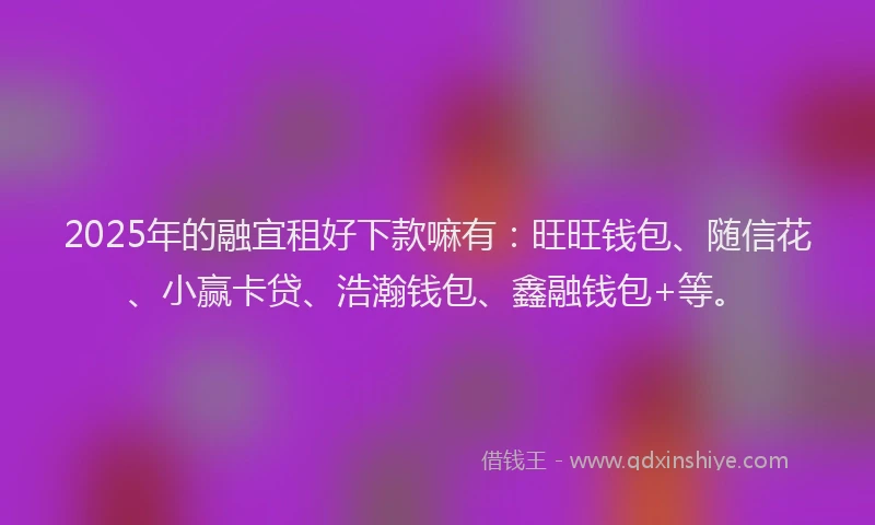 2025年的融宜租好下款嘛有：旺旺钱包、随信花、小赢卡贷、浩瀚钱包、鑫融钱包+等。