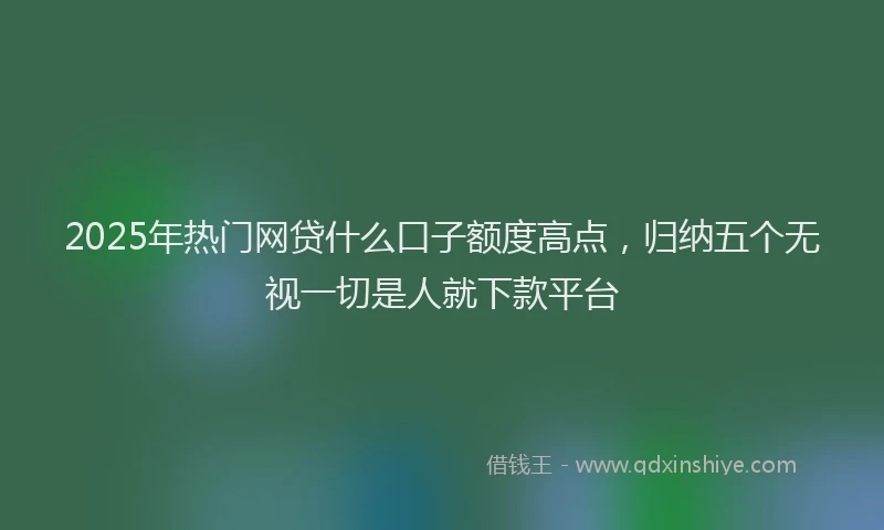 2025年热门网贷什么口子额度高点，归纳五个无视一切是人就下款平台