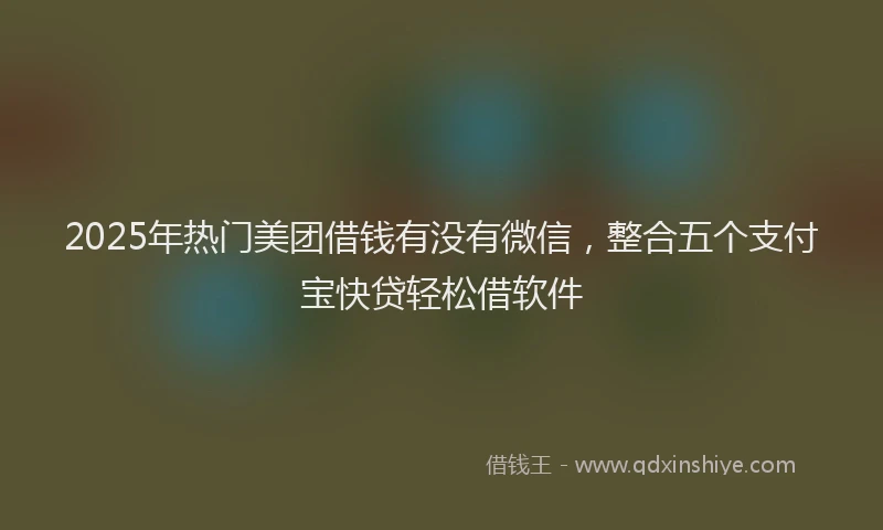 2025年热门美团借钱有没有微信，整合五个支付宝快贷轻松借软件