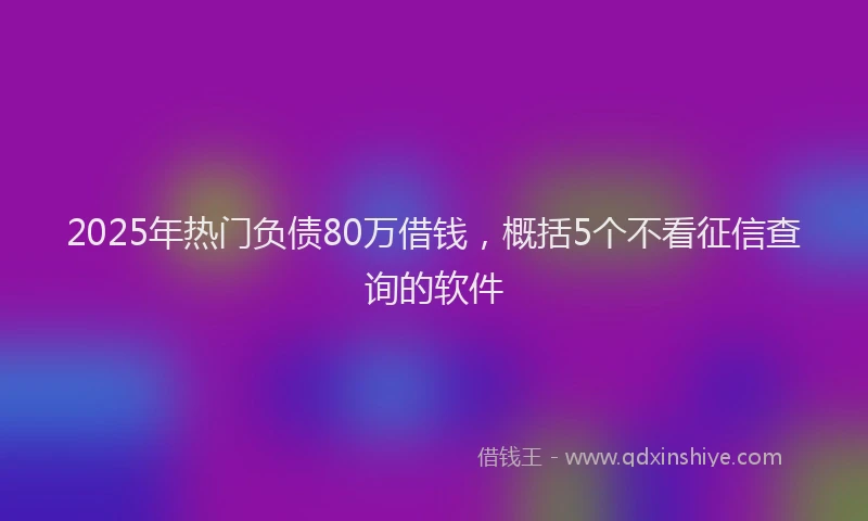 2025年热门负债80万借钱，概括5个不看征信查询的软件