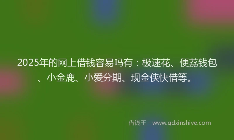 2025年的网上借钱容易吗有：极速花、便荔钱包、小金鹿、小爱分期、现金侠快借等。