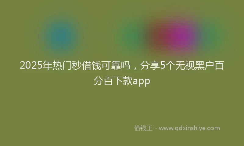 2025年热门秒借钱可靠吗，分享5个无视黑户百分百下款app