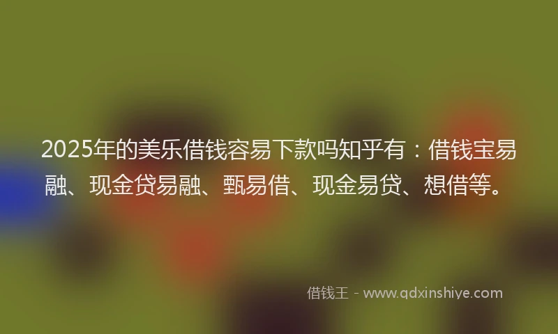2025年的美乐借钱容易下款吗知乎有：借钱宝易融、现金贷易融、甄易借、现金易贷、想借等。
