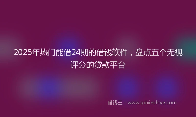 2025年热门能借24期的借钱软件，盘点五个无视评分的贷款平台