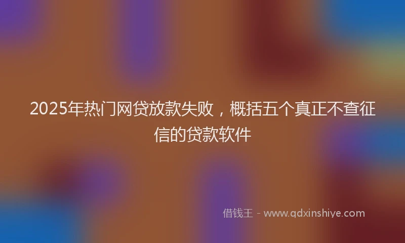 2025年热门网贷放款失败，概括五个真正不查征信的贷款软件