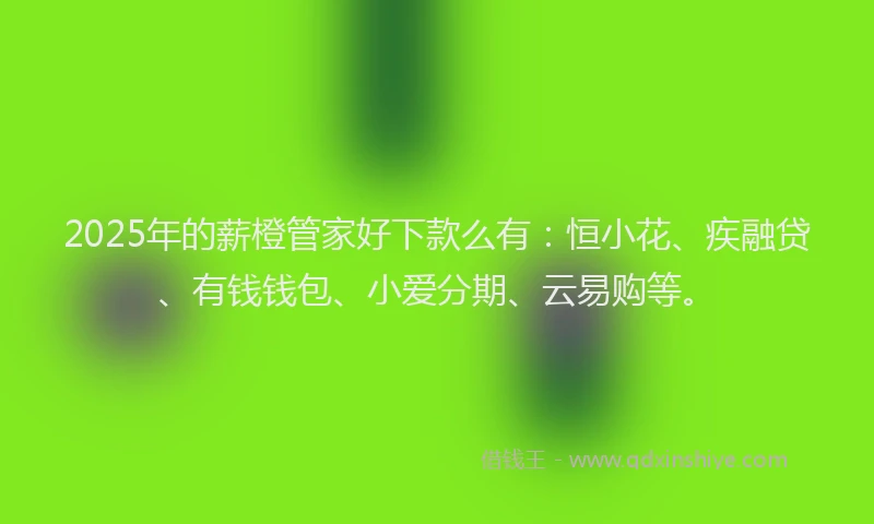 2025年的薪橙管家好下款么有：恒小花、疾融贷、有钱钱包、小爱分期、云易购等。