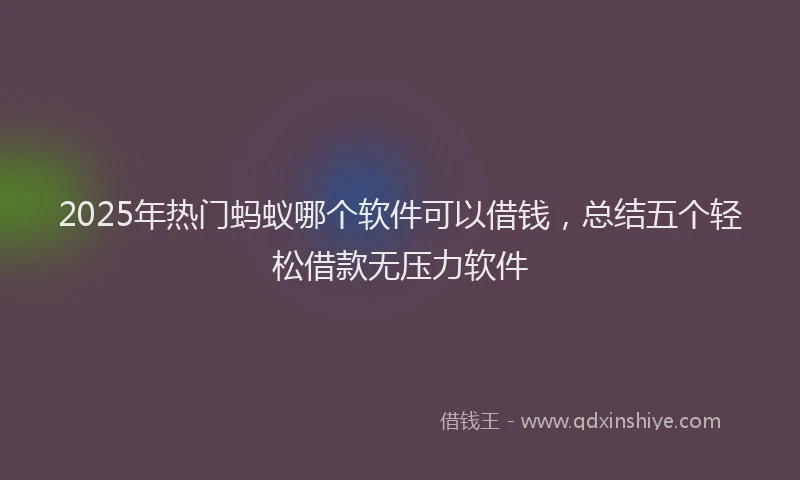 2025年热门蚂蚁哪个软件可以借钱，总结五个轻松借款无压力软件