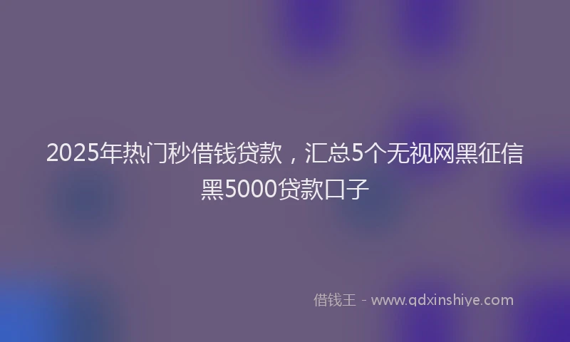 2025年热门秒借钱贷款，汇总5个无视网黑征信黑5000贷款口子