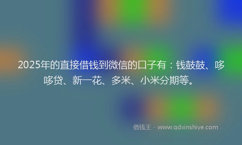 2025年的直接借钱到微信的口子有：钱鼓鼓、哆哆贷、新一花、多米、小米分期等。