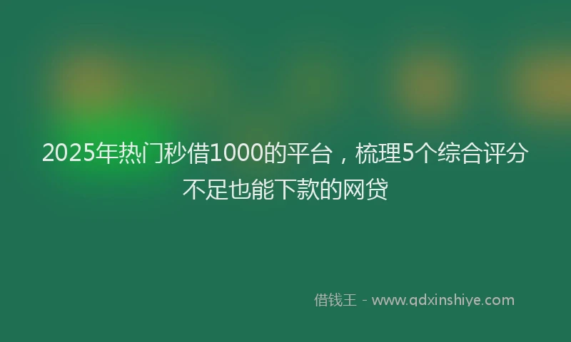 2025年热门秒借1000的平台，梳理5个综合评分不足也能下款的网贷